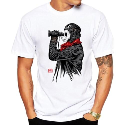 2021 Mens New Fashion Samurai Panda Design Short Sleeve T-Shirt Cool Adventurer Panda Printed Tops Hipster Tee Shirts
