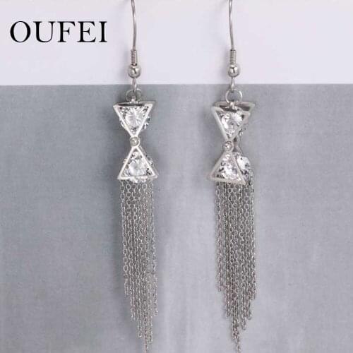 OUFEI Earings Fashion Jewelry Tassel Earrings For Women Jewelry Accessories Drop Earrings With Stones Jewellery Long earings