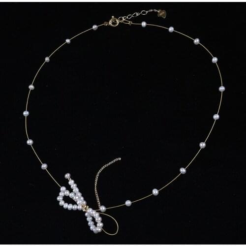 Handmade Gold Chain Pearl Beads necklace