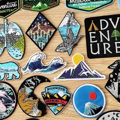 Embroidery Patch Iron On Patches For Clothing Mountain Travel Patches Stickers Space Adventure Embroidered Patches On Clothes