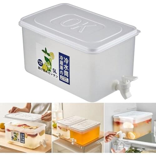 Portable Refrigerator Cold Kettle with Faucet Large Capacity Heat Resistant Water Jug Household Beverage Container Free