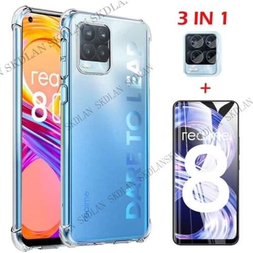 For Realme 8 Pro Airbag Anti-Knock Clear Cover for Realme 8Pro Cover With Screen Protector Lens Protective Film for realme 8 pro