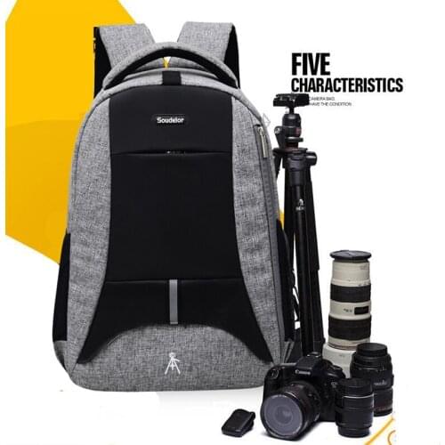 Roadfisher Guard Against Theft Nylon Casual Camera Backpack Shoulder Bag With Rain Cover Case For Nikon D7000 D5100 D3100 D90