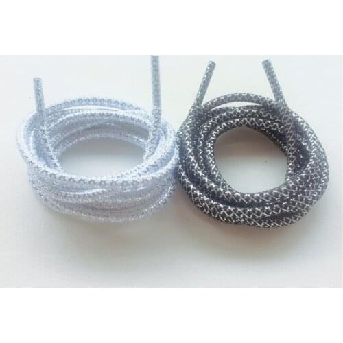 Weiou Two Toned Shoe Laces Gold Silver Metallic Shoelaces Glitter Shoe Strings White Round Shoestrings Trainer Laces 137cm/54"