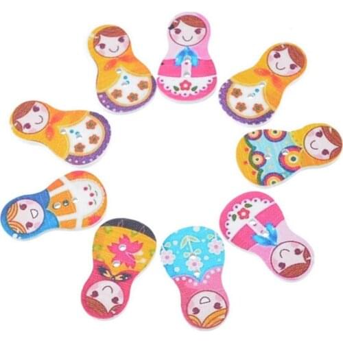 Mixed Russian Dolls Shape Wooden Buttons Pack of 50pcs 7NK151