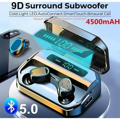 TWS Bluetooth 5.0 Earbuds with Charging Box Android Wireless Earphone 9D Surround Subwoofer Sport Headsets IPX7 WaterProof