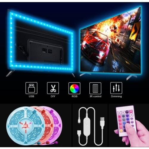 USB LED Strip Light 1M-20M 5050 SMD USB RGB Lights Flexible LED Lamp Tape Ribbon RGB TV Desktop Screen BackLight Diode Tape