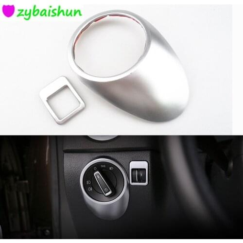 For Volkswagen VW Tiguan Matte Chrome Inner Center Consoles for 2012-2015 Head Lamp Button Trim Cover Accessories