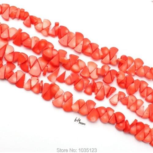High Quality 6-10mm Pink Color Natural Coral Triangle Shape Gems Loose Beads Strand 15" DIY Creative Jewellery Making w2946