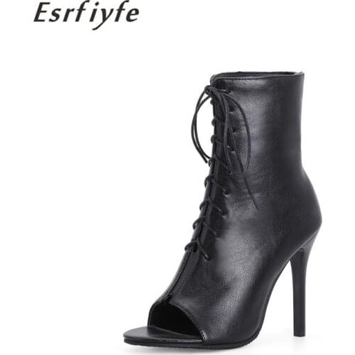 ESRFIYFE 2021 New Peep Toe Sandals Women Sexy Summer Shoes Breathable Cool Party High Heel Ankle Boots for Women Big Size 32-48