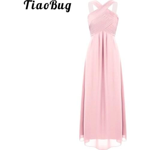 Womens Dresses Crisscross Neck Pleated Chiffon Bridesmaid Dress Ladies Evening Gown Wedding Party Elegant Womens Long Dress