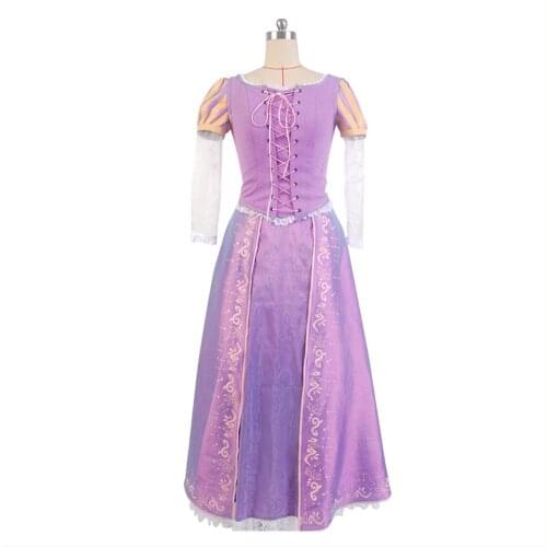 Anime Tangled Princess Rapunzel Dress Cosplay Costume Tunic+Dress Accessories Suit Halloween Party For Girls Women