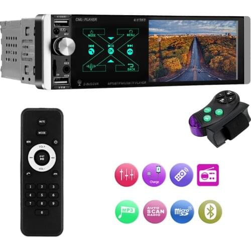 In-dash HD Multimedia Player Touch AI Voice 4.1'' Car MP5 Video Player Bluetooth Reverse Image 1 Din Car FM Radio Player