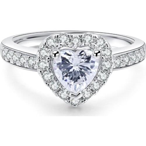 18k White Gold EF Color heart shape moissanites Jewelry Engagement Ring For Women gift