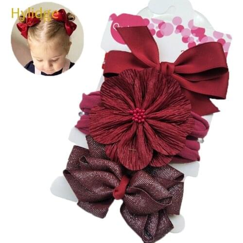 Hylidge 3PCS Super Soft Seamless Hair Band Princess Bow Toddler Headbands for Girls Turban Headband Baby Girls Flower Hair Band