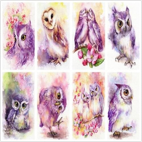 5D DIY Diamond Painting Cute Colorful Owl Mosaic Embroidery Cross Stitch Full Square/Round Drill Animals Picture Home Decoration