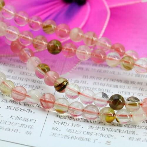 6mm Pink multicolor watermelon tourmaline round loose beads 15inches exquisite beautiful women jewelry making gift