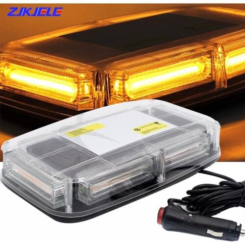 Car Short Row Roof Flashing Traffic Security Warning Light Police Emergency Strobe Magnetic Ceiling Amber Alarm Lamp 12V/24V