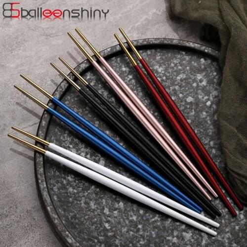 BalleenShiny 1 Pair Stainless Steel Sharp Chopsticks Exquisite Japanese Style Sushi Rice Fish Chopsticks Kitchen Hotel Tableware