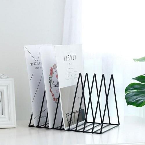 Behogar 9 Slot Magazine Rack Desktop Iron Book Record Holder Storage Organizer Bookshelf for Home School Office Decor Black