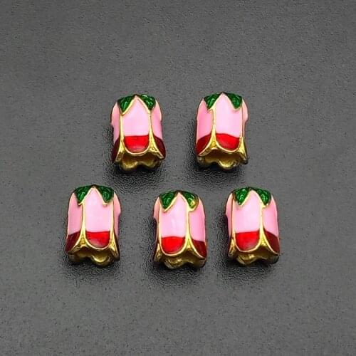 5pcs Loose 11mm Dripping Oil Painted alloy Beads Flower Cap Diy Jewelry Making Fashion Necklace Bracelet Accessories