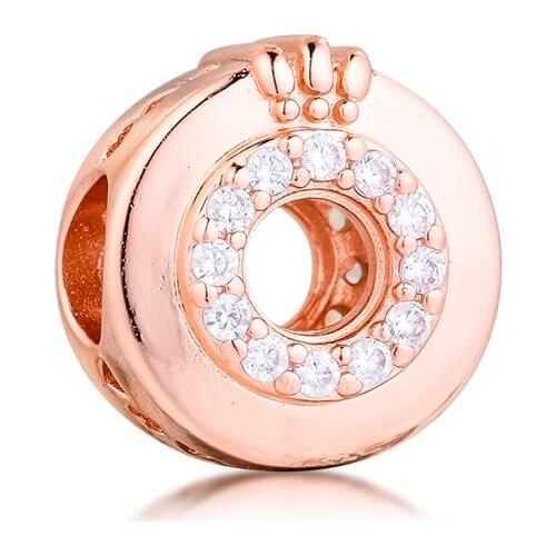 Open Center Pave Crown O Charm DIY Beads For Jewelry Making 925 Silver Fits Original Silver Charms Bracelets For Woman