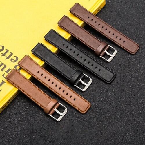 Cowhide double-sided head layer watchband for Samsung Gear S3 22MM 16MM Huawei B3 Replacement Wristband Quick Release Strap Band