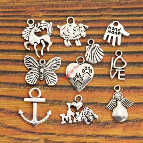 JAKONGO Trendy Mixed Tibetan Silver Plated Zinc Alloy Angel Fairy Love Charms Pendants Jewelry Making Diy Crafts Handmade