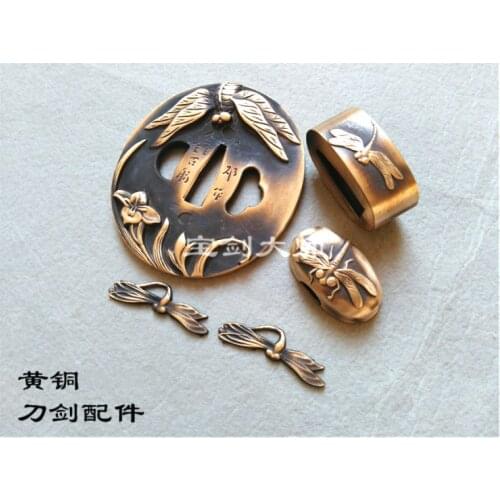 Forged set accessory dragonfly case Tsuba fitting For katana Sword Broadsword falchion Tsuba Pure Copper