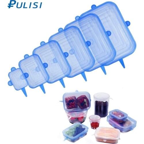 6 Pack Silicone Stretch Lids Various Sizes Cover for Bowl Silicone Lids to Fit All Shape of Food Covers Reusable Container Lids