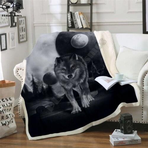 LUNA MOON WOLF Hooded Blanket 3D full printed Wearable Blanket Adults/Child Fleece Blanket drop shipping style-1