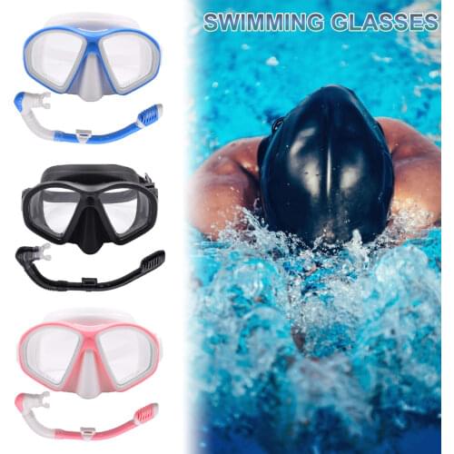 Men Women Diving Mask Snorkel Set Anti-Fog HD Tempered Glass Diving Supplies 150X90mm Adjustable Swimming Goggles