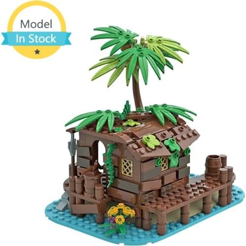 MOC creative Halloween pumpkin lantern Haunted House Architecture Building Block Beach House Model Bricks Prank childrens toys