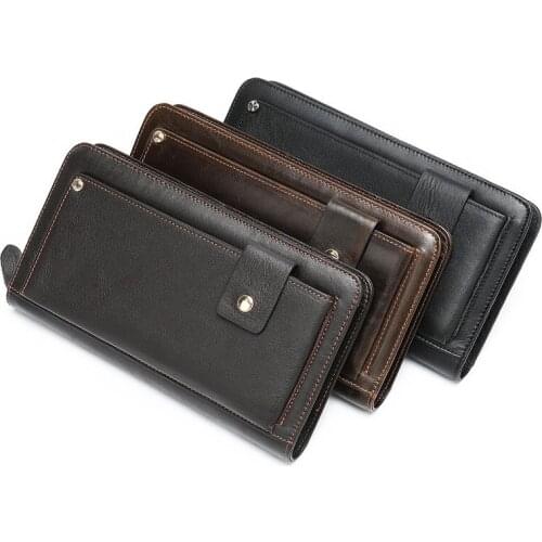 Fashion Genuine Leather Wallet Men Women Long Purse male Clutches Money Wallets Handy Passport wallet for Cell Phone Card Holder