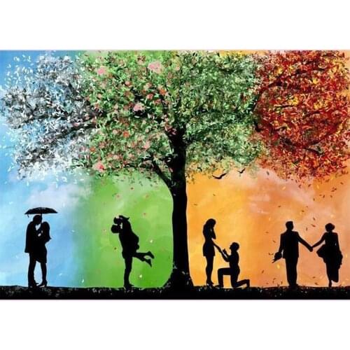 DIY Diamond Painting Full Drill 5D Diamond Painting Kit Love Romance Couple Tree 4 Seasons Square/Round Mosaic Birthday Home Dec