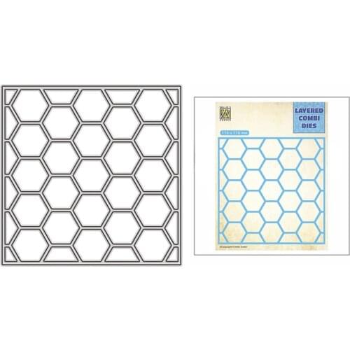 2021 New Layered Detailed Hexagon Plate Metal Cutting Dies for Scrapbooking Decor and Card Making Paper Craft Embossing No Stamp