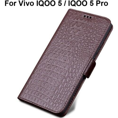 For Vivo iQOO 5 NEW super luxury Genuine Leather Case For Vivo iQOO 5 Pro Case Flip Phone Cases Cover Capin