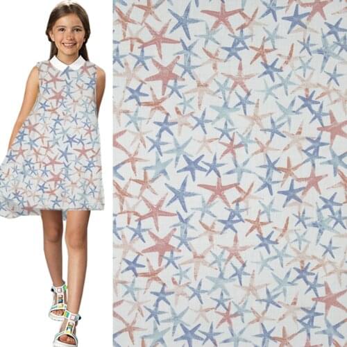 Rayon cotton fabric Colorful cartoon design starfish print very soft,RCT002