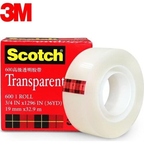 3M Scotch 600 One Side Sticky Transparent Tape for Print, Ink Testing Tape, Tracelessness, Office Use