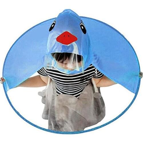 CLEARANCE SALE!!! Cute Cartoon Duck Children Raincoat Umbrella UFO Shape Rain Hat Cape Foldable