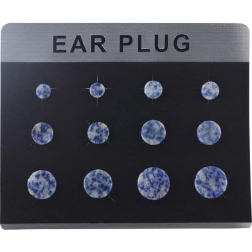TIANCIFBYJS Nature Stone 5 Cards Saddle 2g Ear Tunnels 0 Gauge Plug Expander Helix Ear Piercing Stretchers for Woman Man 6g-5/8"