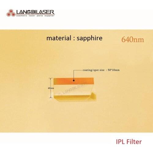 Size : 50*10*40 / spot size : 50*10 / sapphire filtro ipl de zafiro - wavelength : 640nm / optic filters with material sapphire
