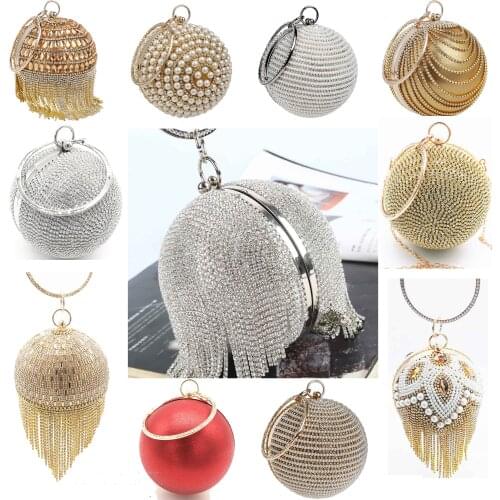 Luxury Handbags Women Bags Designer Round Ball Shaped Evening Diamonds Bag Ladies Summer Shoulder Wedding Day Clutches Purse