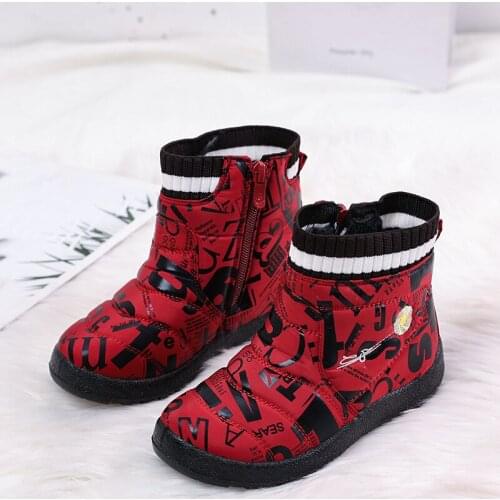 2020 New Winter Childrens Shoes Plus Velvet Thick Waterproof Printing Snow Boots Fashion High Quality Girl Boots K15