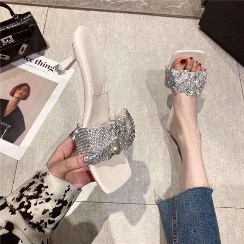 Summer High Heels Women Sandals PU Female High Slippers Flip Flops Women Shoes Heels Platform Open Toe Ladies Party Slides