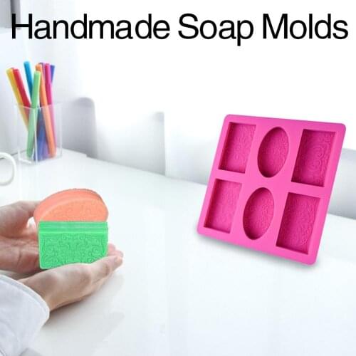 Handmade Silicone Soap Molds 6 Holes Square Oval Diy Cake Fondant Decoration Soap Making Silicone Mold
