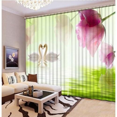 Stereoscopic curtains Flowers print Chinese Customized 3D Blackout Curtains Living Room Bedroom Hotel Window