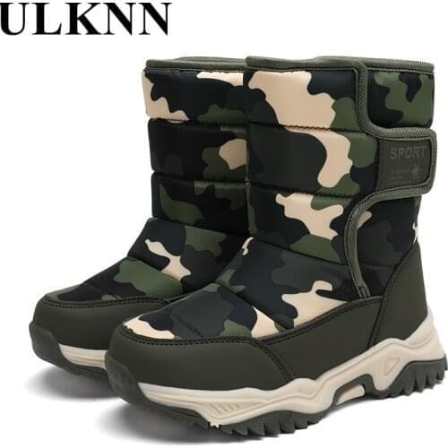 ULKNN Childrens Snow Boots Round Toe Non-slip Waterproof 26-38 Soft Bottom Winter Boys Warm Shoes Comfortable Fashion Footwears