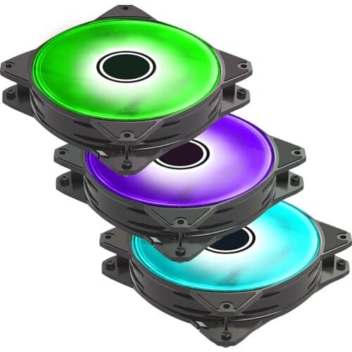 Cooling Fan 12cm 12V RGB 4Pin Desktop Computer Case Temperature Control Lantern Synchronized Light Effect