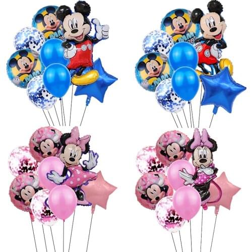 Minnie mouse foil balloons mickey 1st birthday party decorations kids ballon number 1 globos baby shower confetti latex ball toy